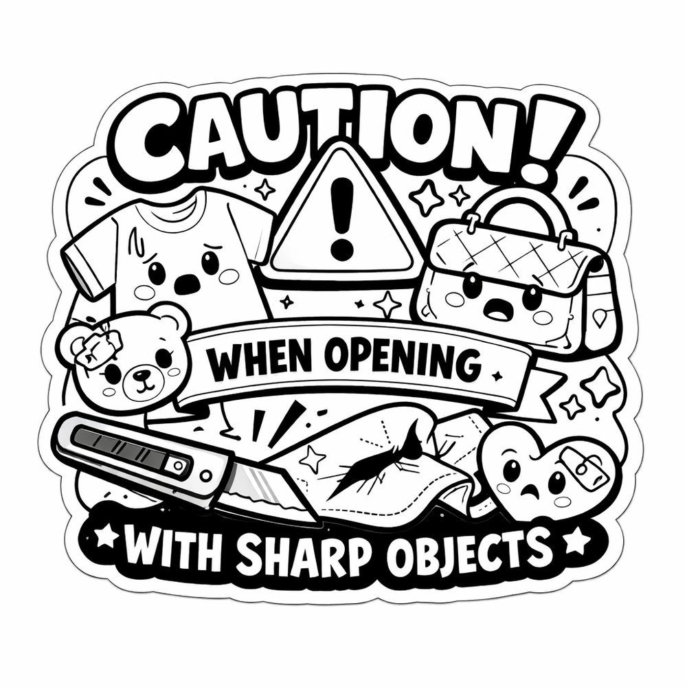 (50) Caution Shipping Stickers